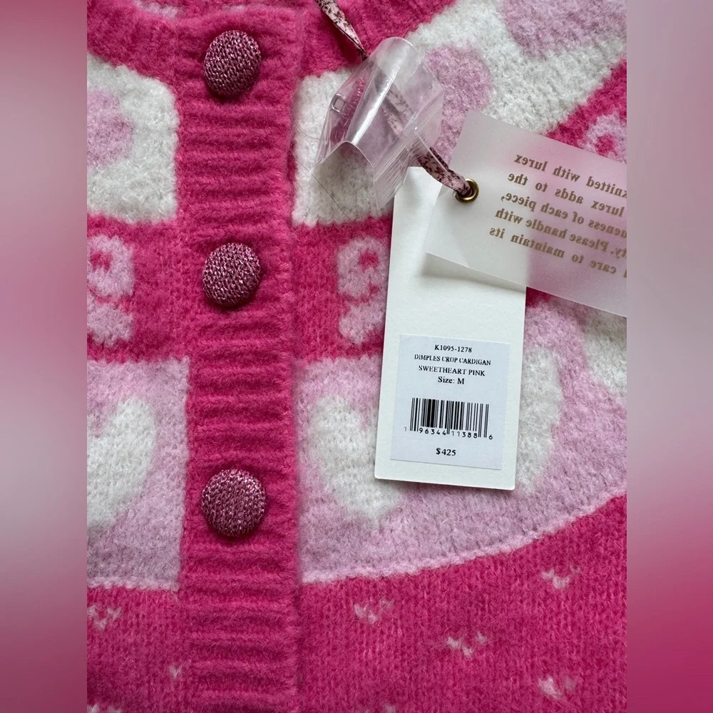 Love Shack Fancy Dimples Sweetheart Pink Women's Sweater Sz M - Picture 5 of 6